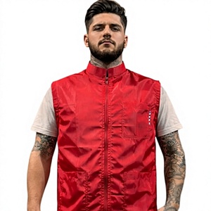 Chaleco de Barbero Negro con Cierre para Hombre, con Bolsillos Delanteros y Logotipo en la Manga, Ropa Exterior Informal para Peinado y Estilismo - Product Image 5