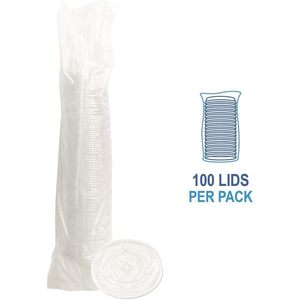 Boardwalk BWKPET910STRAWPK Disposable Lids 9 Oz. to 10 Oz. Crystal-Clear <b>Cold</b> <b>Cup</b> with Straw-Slot Packaged Clear (100/Pack) - Product Image 6