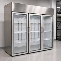 Congélateur vertical à triple porte vitrée, commande numérique, refroidissement par air, vitrine transparente pour supermarché