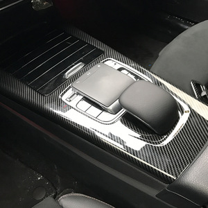 Mercedes-Benz Center <b>Console</b> Trim Cover Carbon Fiber Textured Piano <b>Black</b> ABS Panel For A-Class CLA-Class W177 C118 - Product Image 4