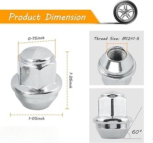 OEM 5114407 M12 * 1.5 roda baja berlapis krom Set Lug Nuts aksesoris mobil tugas berat kompatibel untuk Ford Replace Lug Nut - Product Image 2