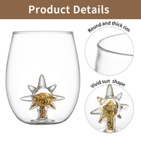 Tasses en verre ciel étoilé créatives : Tasses à double couche avec étoiles et lune dorées, tasses à café/jus, logo personnalisé en gros