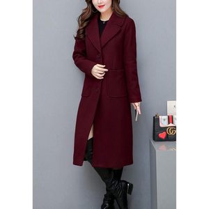 Abrigo de lana de mezcla para mujer, corte ajustado, abotonadura sencilla, largo medio, elegante, cálido para otoño, manga larga, tejido. - Product Image 2