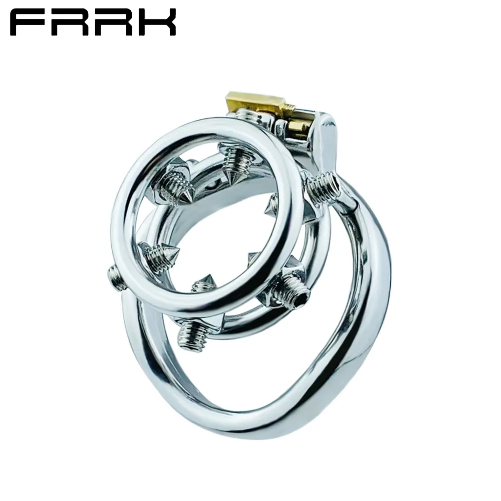 FRRK stainless steel wearable chastity cage Inverted Urethral Chastity Cage Device with Dildo Adult Penis Plug Bondage Sex Toys