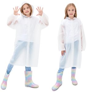 Imperméable Long EVA imperméable pour filles garçons âgés de 6 à 13 ans <span class=keywords><strong>Veste</strong></span> de <span class=keywords><strong>pluie</strong></span> réutilisable à la mode coupe-vent avec capuche Caractéristique jetable - Product Image 1