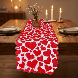 Hot Sale Valentine's Day Party Home Decoration <b>Plant</b> Pattern Cotton Woven Vintage Customizable Durable <b>Table</b> Runner - Product Image 1