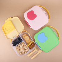 Boîte à lunch portable de haute qualité pour bébé, anti-fuite, conteneur alimentaire pour enfants, boîte bento à 4 compartiments pour tout-petits, emballage en option