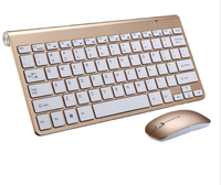 Set Keyboard dan Mouse Mini K908 Netral, Set Keyboard dan Mouse Mini Nirkabel Cokelat 2.4G