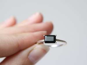 Black Onyx , Gemstone <b>Ring</b> in 925 Sterling <b>silver</b> , Gold Plated <b>Stacking</b> Handmade <b>Silver</b> Jewelry. - Product Image 2