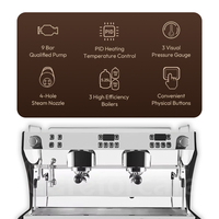 Machine à café italienne professionnelle Careforcafe 4200W 9Bar Pompe rotative 2 groupes Machine à expresso commerciale