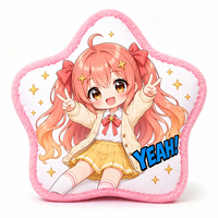 Oreiller en peluche de coton personnalisé OEM, motif dessin animé, impression par sublimation, texte personnalisé, bordure douce, image vive, cadeau mignon, CE