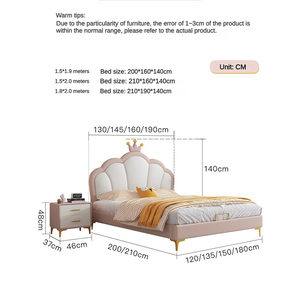 편안한 등받이와 인기있는 디자인 현대 가죽 침대 도매 가격 사용자 정의 크림 화이트 킹 사이즈 어린이 침대 소년 - Product Image 6