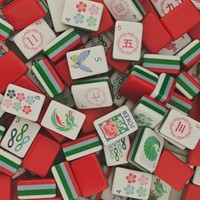 Nouvelle Offre Exceptionnelle : Élégantes Tuiles de Mahjong Américain OMHJGO-spring Garden en Acrylique (160 pièces) à Dos Rouge pour Cadeau de Luxe et Jeu de Société