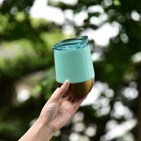 Gobelet à vin miniature en forme de U de 350 ml, en acier inoxydable 304, à double paroi isolée, avec couvercle, pour boissons chaudes et froides, pour un usage quotidien à la maison