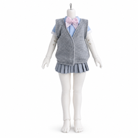 Tenue de poupée personnalisée style académie : Gilet tricoté, chemise et jupe plissée – Ensemble de costume JK pour accessoires de poupée BJD articulée