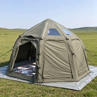Tente de camping gonflable spacieuse FR grand format OEM/ODM avec fenêtres en maille pour ventilation, abri dôme extérieur