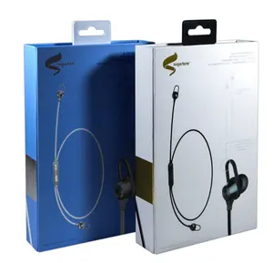 Wholesale Free Design OEM Custom Printed Logo Wireless Earphone Electronic Paper Foldable Packaging Boxes With Clear Window