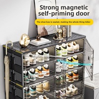 Étagère à chaussures moderne multicouche transparente Armoire de rangement simple et pliante avec porte d'entrée Boîtes à chaussures pour usage domestique