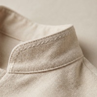 Veste coupe-vent scandinave minimaliste en coton biologique nordique à col mandarin et 4 pattes de patte de pie