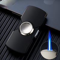 Briquet à butane rotatif coupe-vent à flamme jet, briquet à cigare au gaz butane, jouet créatif de décompression, cadeau pour homme