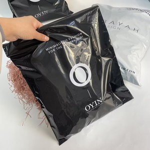 Beautiful Glossy Black Poly Mailer Garment Express Customized Logo Printed Plastic Shipping <b>Bags</b> for Clothing Boutique - Product Image 1