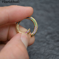 Résultats de bijoux populaires Zircon arc-en-ciel CZ perles de strass pavé coeur ovale collier de forme ronde fermoirs de printemps