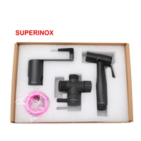 Ensemble de douche SUPERINOX noir avec pommeau de douche en acier inoxydable 304 pour salle de bain moderne
