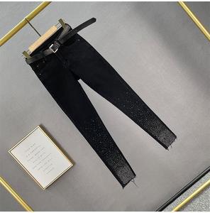 <span class=keywords><strong>Jean</strong></span> slim taille haute <span class=keywords><strong>noir</strong></span> pour <span class=keywords><strong>femme</strong></span>, coupe crayon, délavé clair, été, décontracté, uni, 100 % coton - Product Image 4