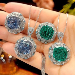 Elegant Jewelry Eco-friendly Copper Silver Plated Square 14*14mm Multicolor Zircon Vintage Style Jewelry Set <b>for</b> Daily Wear Tu - Product Image 1
