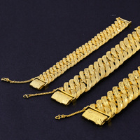 Bracelet chaîne cubaine géométrique classique unisexe ZH, plaqué or 24 carats de haute qualité, avec zircon et breloque en or de Dubaï, en laiton, idéal pour un cadeau