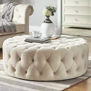 <span class=keywords><strong>Pouf</strong></span> ottoman Chesterfield rond moderne de haute qualité en velours, repose-pieds pour salon, tabouret de canapé, chaise en tissu - Product Image 1