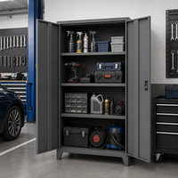 Armario de Herramientas de Acero Resistente para Taller o Garaje, con Doble Puerta, Cerradura Electrónica con Código, Estantes Ajustables y Patas Elevadas Cónicas