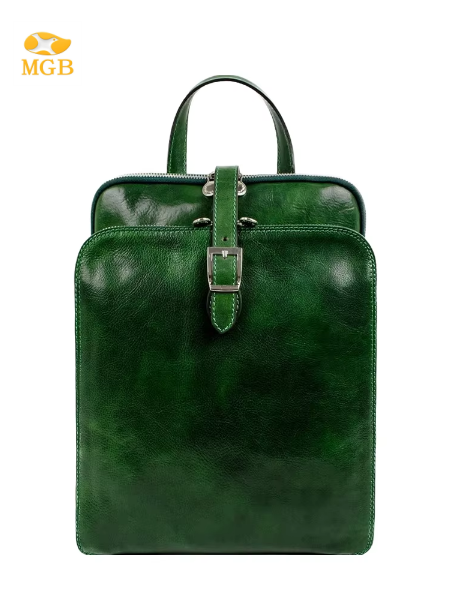 Vintage Handmade Retro Fashion Leather Convertible Shoulder Bag Zipper Closure Laptops 12inch Travel Backpack Daybag Rucksack