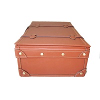 HIBO unisexe Vintage bagage valise marron en cuir véritable cadre en carton Spinner roulette bois métal Construction serrure voyage