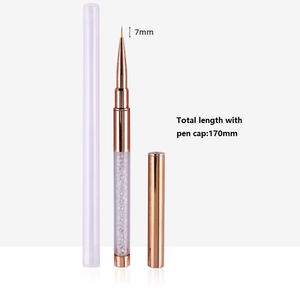 Pinceau à ongles ultra-fin en nylon avec manche diamant blanc et capuchon, pour dessin de lignes fines, peinture et nail art en salon - Product Image 3
