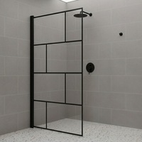 Cabine de douche à montage facile avec cadre en alliage d'aluminium et verre revêtu, installation DIY facile pour salle de bain, paroi de douche noire