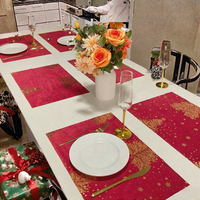 Sets de table réutilisables en feuille d'or écologiques modernes pour Noël, serviettes transfrontalières, décorations de table à manger, isolation thermique en plastique