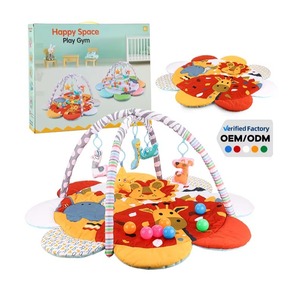 Manta de Juego Plegable con Forma de Flor y Diseño de Animales de Dibujos Animados, Colgante, con 20 Bolas Oceánicas, Tapete de Gimnasio para Bebés - Product Image 1