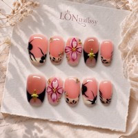 Ongles à presser en acrylique faits main, sur mesure, 3D embossés, French 2.0, courbes carrées, couverture complète, PMMA, OEM, 10 pièces