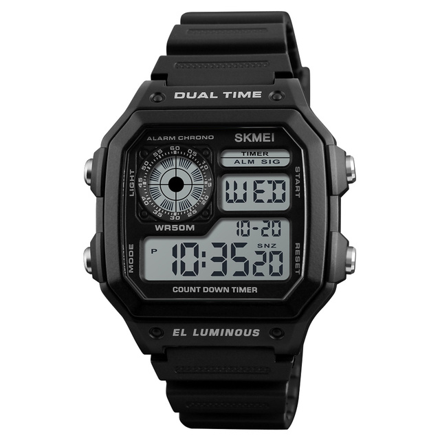 SKMEI 1299 Men's Luxury Digital Sport Watch with Alarm Square Case Plastic Band Waterproof