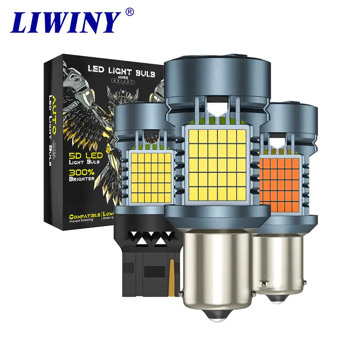 Liwiny Canbus Auto lampu sein Led T20 1156 1157 3156 31577440 7443 Led Canbus bohlam rem untuk mobil