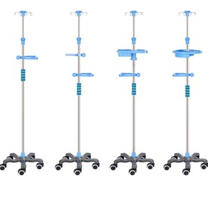 Soporte de Suero Médico Hengshui Jinyi de Acero Inoxidable con Altura Ajustable y Bandeja para Uso Hospitalario - Product Image 1