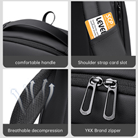Sac à dos unisexe grand format pour ordinateur portable 16 pouces en tissu Oxford, fermeture éclair, imperméable, en nylon, avec port de chargement USB et ceinture à coussin d'air, idéal pour les affaires