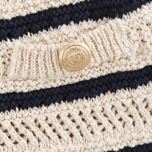 سترة صوفية جديدة غير رسمية مخططة قصيرة الطول سترة محبوكة أعلى سترة بالأزرار - Product Image 5