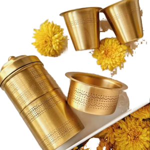 Filtro de Café Reutilizable de Latón Puro de Alta Calidad, Juego de 2 Tazas Dabara, Regalo Premium |   Juego de café tradicional del sur de la India |   600 ml - Product Image 1