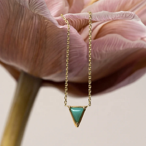 Trendy Stone <strong>Necklaces</strong> for Women Fine Chains Gold Plated Triangle Shape Blue <strong>Turquoise</strong> <strong>Necklace</strong> - Product Image 3