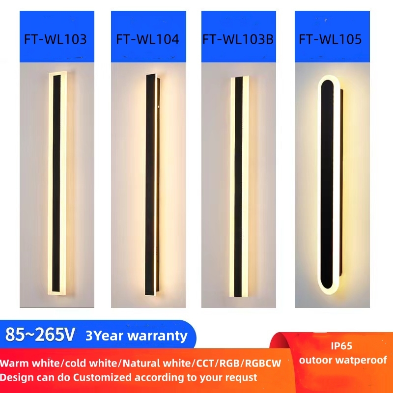 RGB Modern Outdoor Long Wall Strip Light Rectangular Black Elegant Frosted Acrylic IP65 Waterproof Linear LED Wall Sconces · image 5
