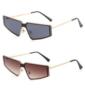 Gafas de Sol Retro Polygon para Mujer, Montura Metálica, Lentes Color Té, Forma Irregular - Product Image 4