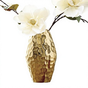 Florero de lujo para decoración del hogar, exhibición de mesa, color dorado, metal, plantas artificiales, maceta, jarrones decorativos para eventos de boda - Product Image 1