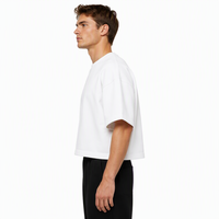 T-shirt vierge épais 280g pour homme, coupe oversize et carrée, effet délavé vintage, streetwear, impression personnalisée à la demande, en coton